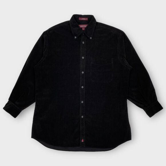 VTG Nordstrom Shirt Mens Medium Nautical Velour Corduroy Relaxed Black Sailing - Picture 3 of 14
